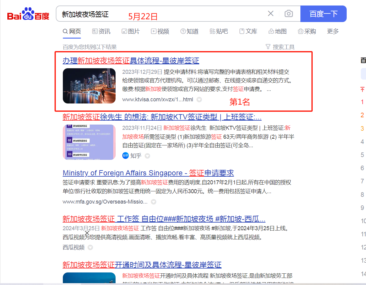 新加坡簽證指定關(guān)鍵詞優(yōu)化案例